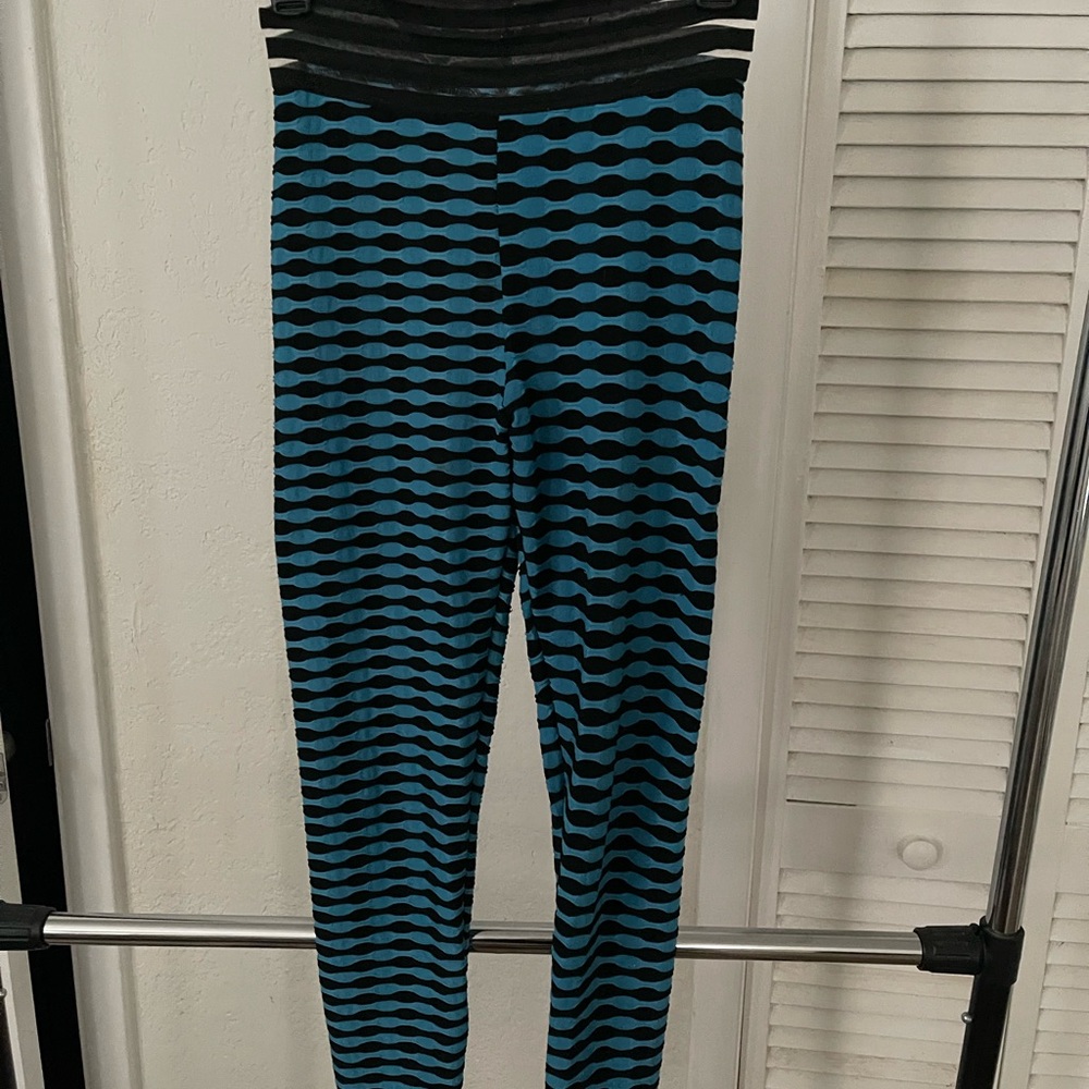 SHEIN Blue and Black Striped Leggings